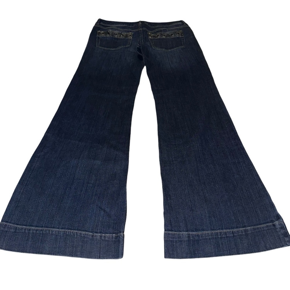 White House Black Market Blanc Dark Blue Denim WideLeg size 8r - Picture 8 of 14